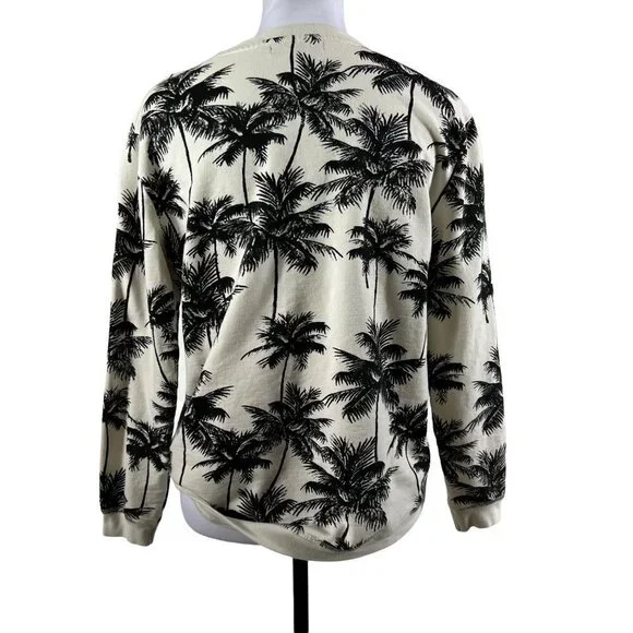 Forever 21 Sweatshirt Palm Print Black & White Long Sleeves size Small - Picture 2 of 6